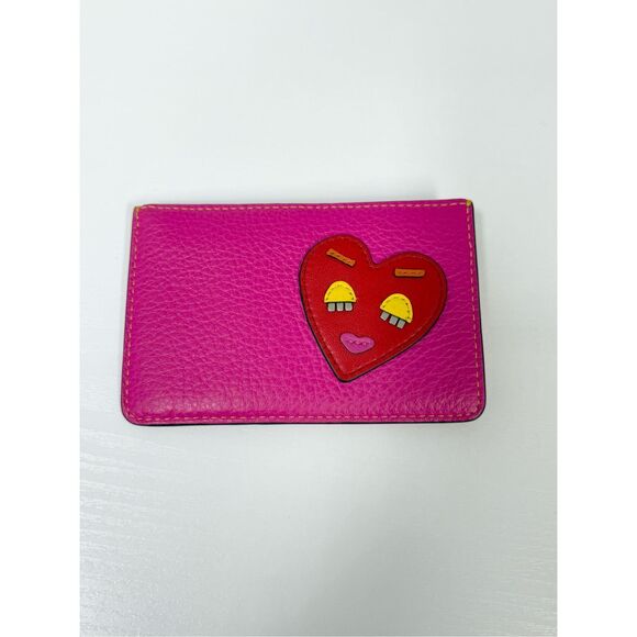 Tory Burch Perry Patchwork Hearts Card Case Zip Wallet ID - Picture 2 of 7